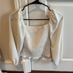 Floral White Smocked Women's Top